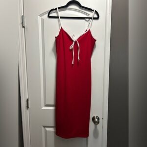Large Timing Red Dress Mini with White Accents